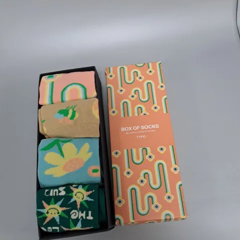 TYPO BOX OF SOCKS LET THE SUNSHINE