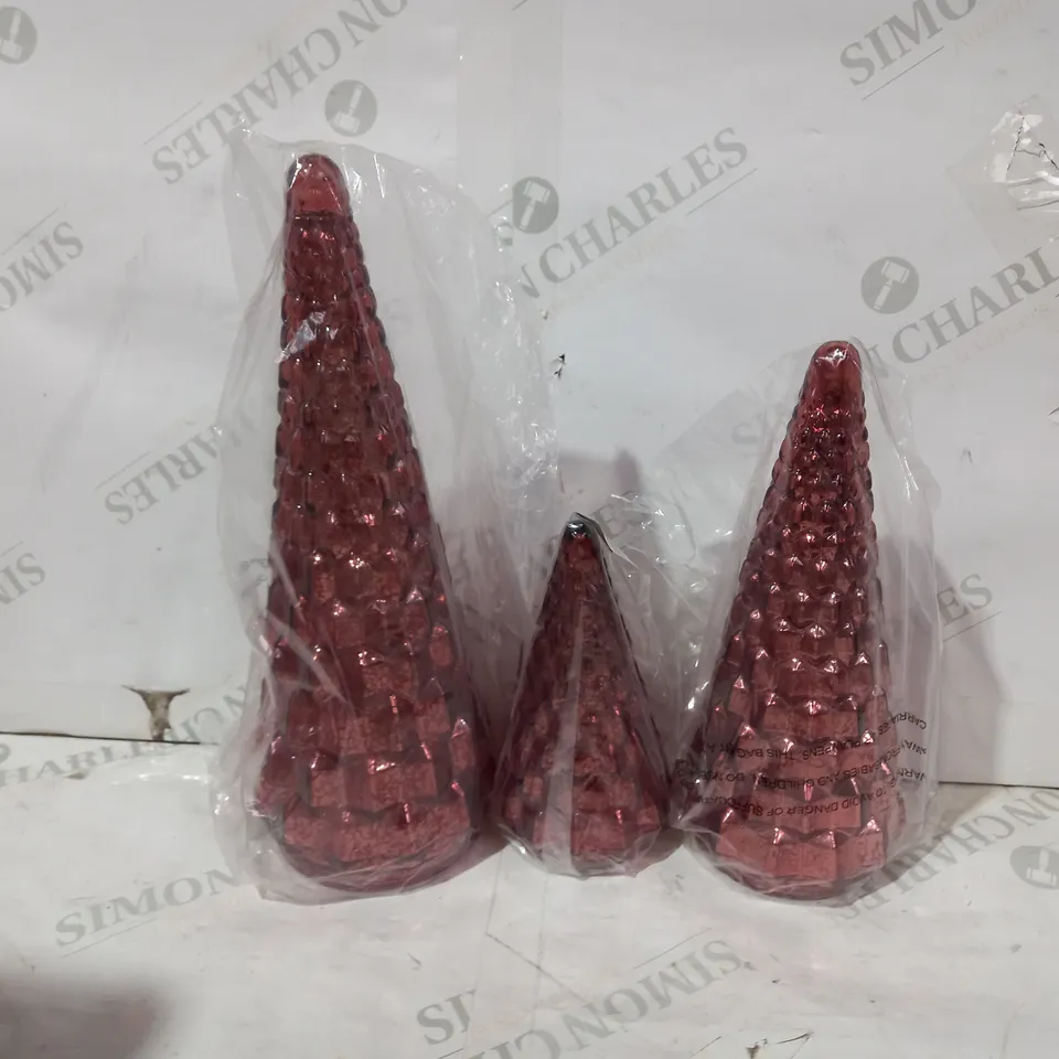 ALISON CORK SET OF MERCURY GLASS TREES - RED