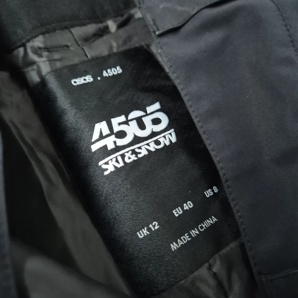 ASOS 4505 BLACK SALOPETTES – UK 12 (EU 40), MADE IN CHINA