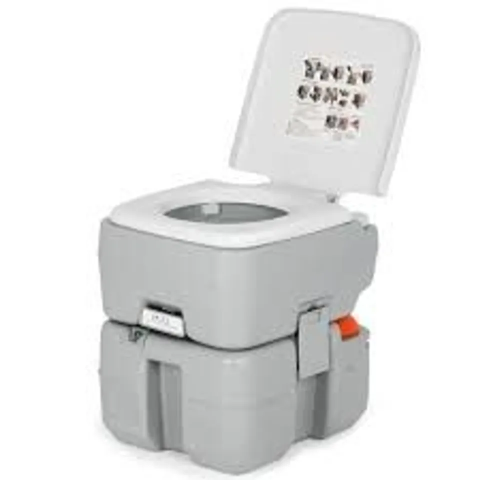 BOXED COSTWAY 5.3 GALLON PORTABLE TRAVEL TOILET WITH PISTON PUMP FLUSH