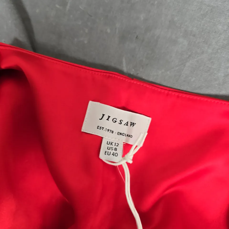 JIGSAW HEAVY SATIN BIAS-CUT DRESS, RED – UK 12 (US 8, EU 40) WITH TAGS