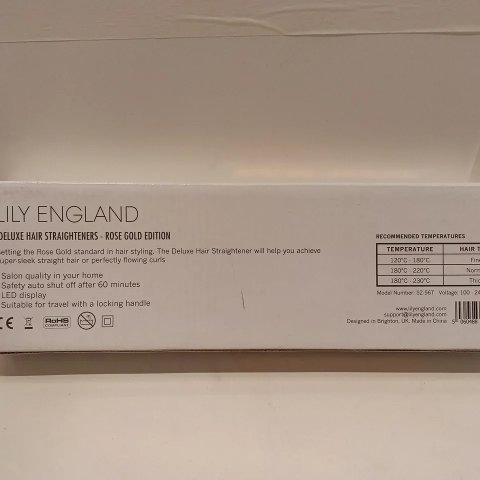 LILY ENGLAND DELUXE HAIR STRAIGHTENERS – ROSE GOLD EDITION (BOXED)