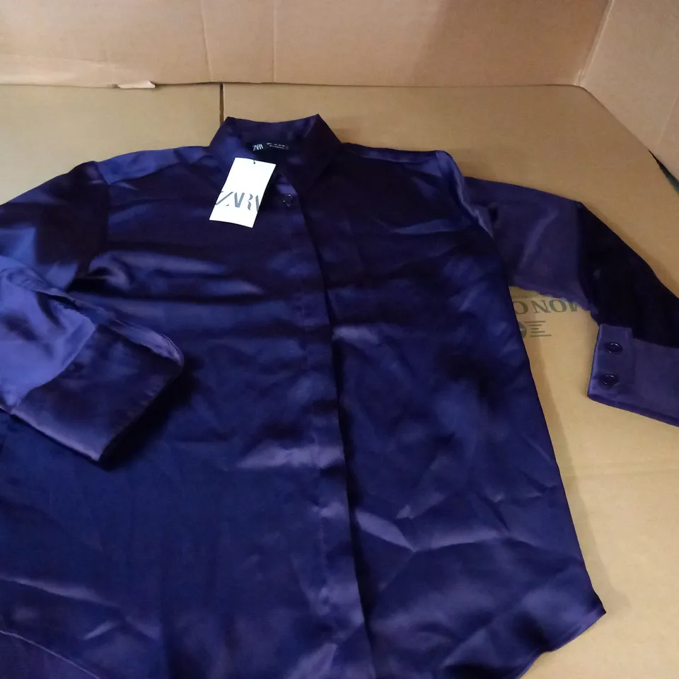 ZARA PURPLE SATIN BLOUSE - EUR L