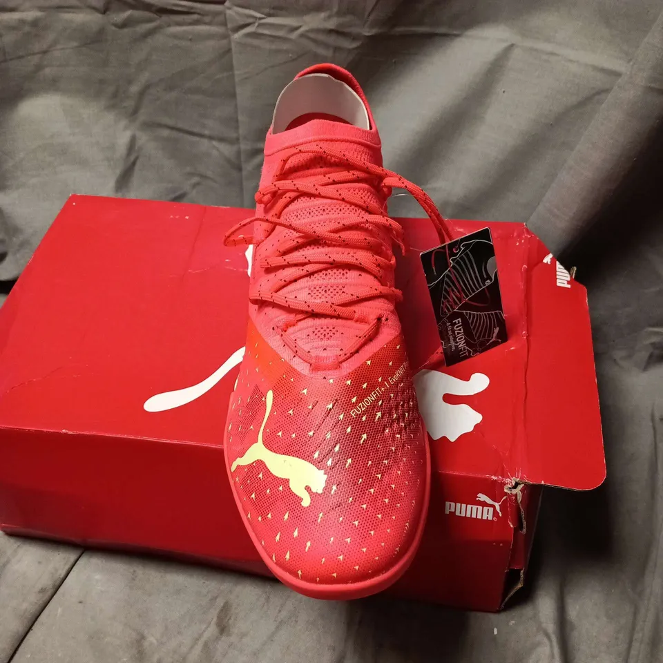 PUMA FOOTBALL BOOTS – RED WITH YELLOW LOGO - UK SIZE 9.5