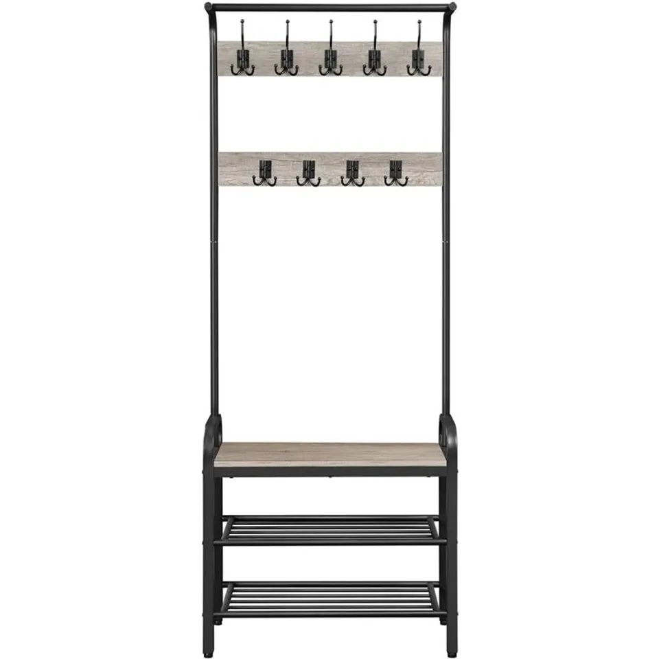 BOXED HALL TREE WITH BENCH AND SHOE STORAGE - GREY (1 BOX)