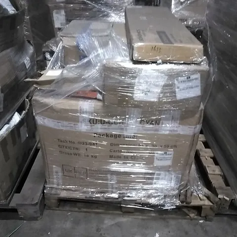PALLET OF HOUSEHOLD ITEMS TO INCLUDE CORNER BRACKET, SPARK LINK WIRELESS GUITAR SYSTEM, 4K Y10 TV STICK AND OTHER ASSORTED ITEMS...