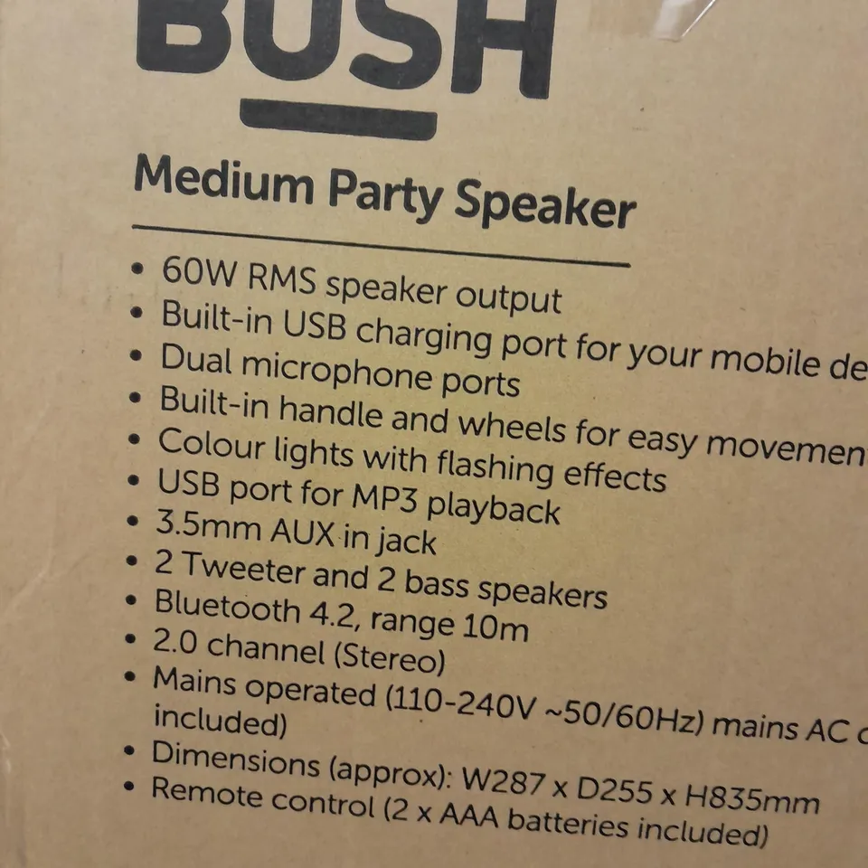 BOXED BUSH MEDIUM PARTY SPEAKER PT-951 IN BLACK 