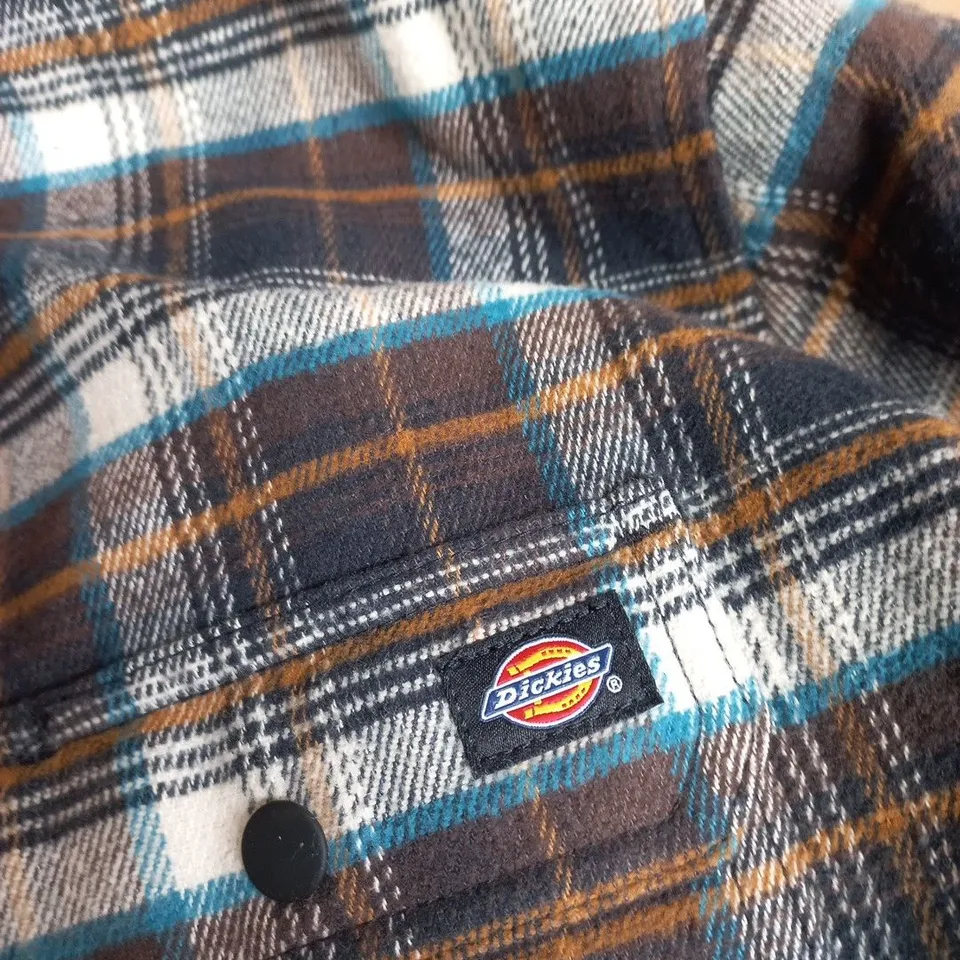 DICKIES FLANNEL SHIRT – BROWN/BLUE PLAID – MEN’S XL