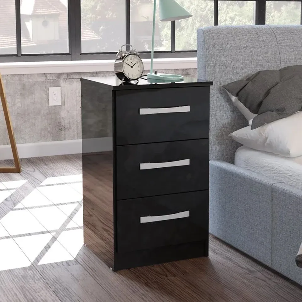 BOXED DUGG 3 DRAWER BEDSIDE TABLE