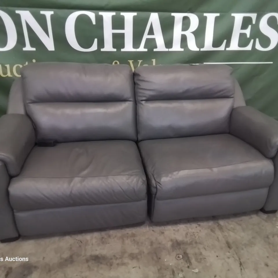 QUALITY ITALIAN DESIGNER PALMA POWER RECLINING THREE SEATER SOFA GREY LEATHER