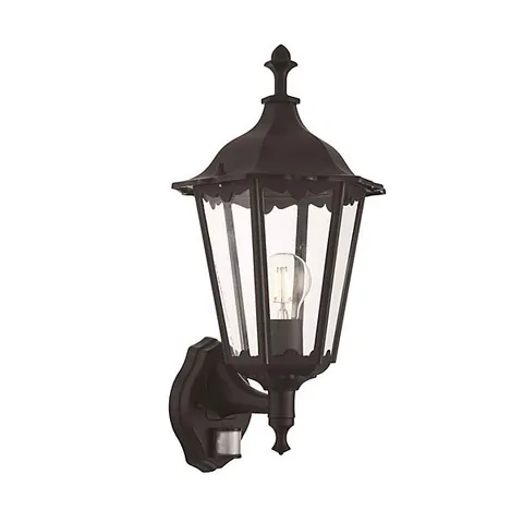 BOXED LUMINOSA BURFORD 1 LIGHT OUTDOOR WALL LANTERN MATT BLACK PAINT, GLASS IP44, E27