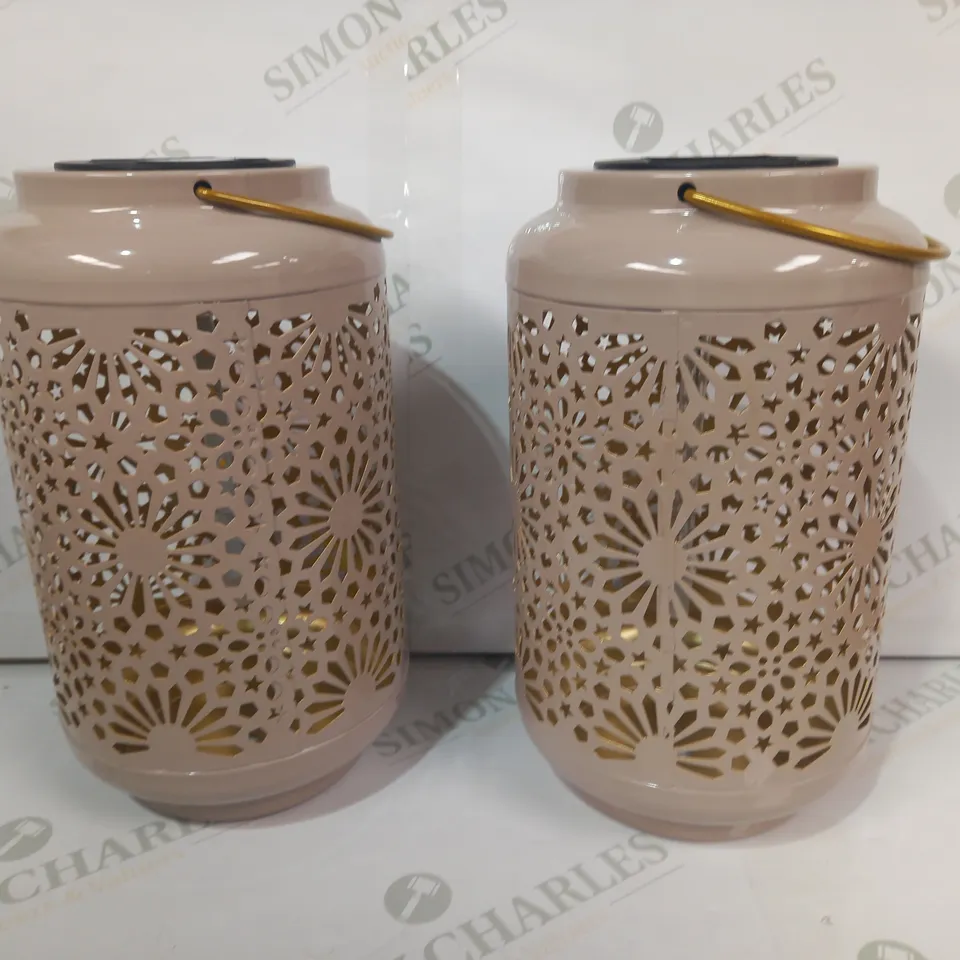 GARDEN REFLECTIONS SET OF 2 PATTERNED SOLAR LANTERNS