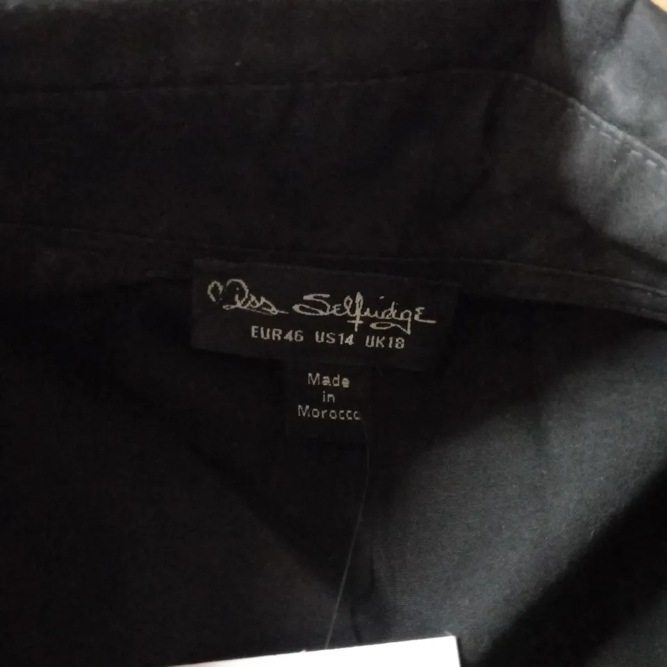 MISS SELFRIDGE BLACK WRAP BLOUSE - SIZE 18