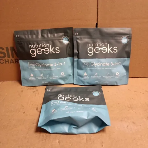 3 X NUTRITION GEEKS GLYCINATE 3 IN 1 90 VEGAN TABLETS 