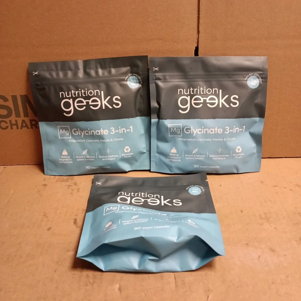 3 X NUTRITION GEEKS GLYCINATE 3 IN 1 90 VEGAN TABLETS 