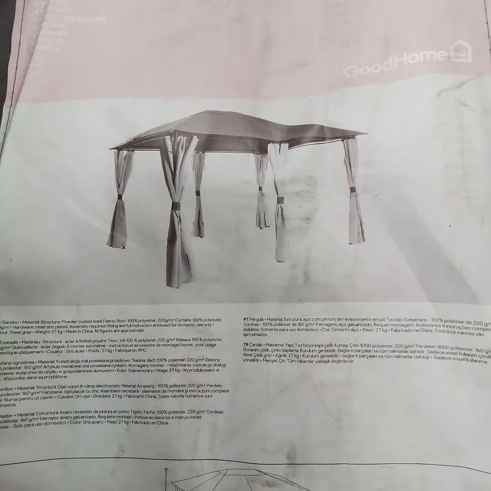 GOODHOME SHAMAL 3.92 × 2.95 GAZEBO WITH SIDE CURTAINS