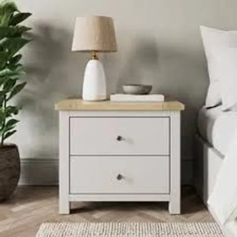 BOXED DUNELM OLNEY WIDE 2 DRAWER BEDSIDE OAK (1 BOX)