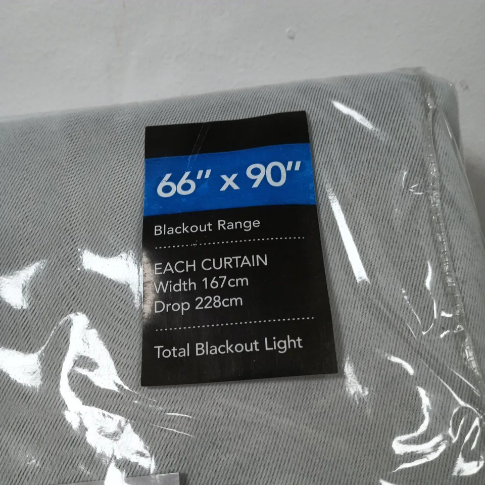 REDLAND BLACKOUT EYELET CURTAINS – GREY, 66" X 90"