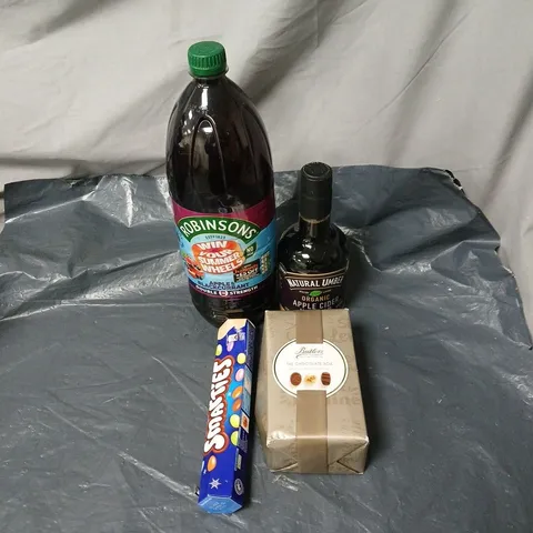 APPROXIMATELY 6 ASSORTED FOOD AND DRINK ITEMS TO INCLUDE ROBINSONS, BUTLERS CHOCOLATE BOX, ORGANIC APPLE CIDER VINEGAR ETC