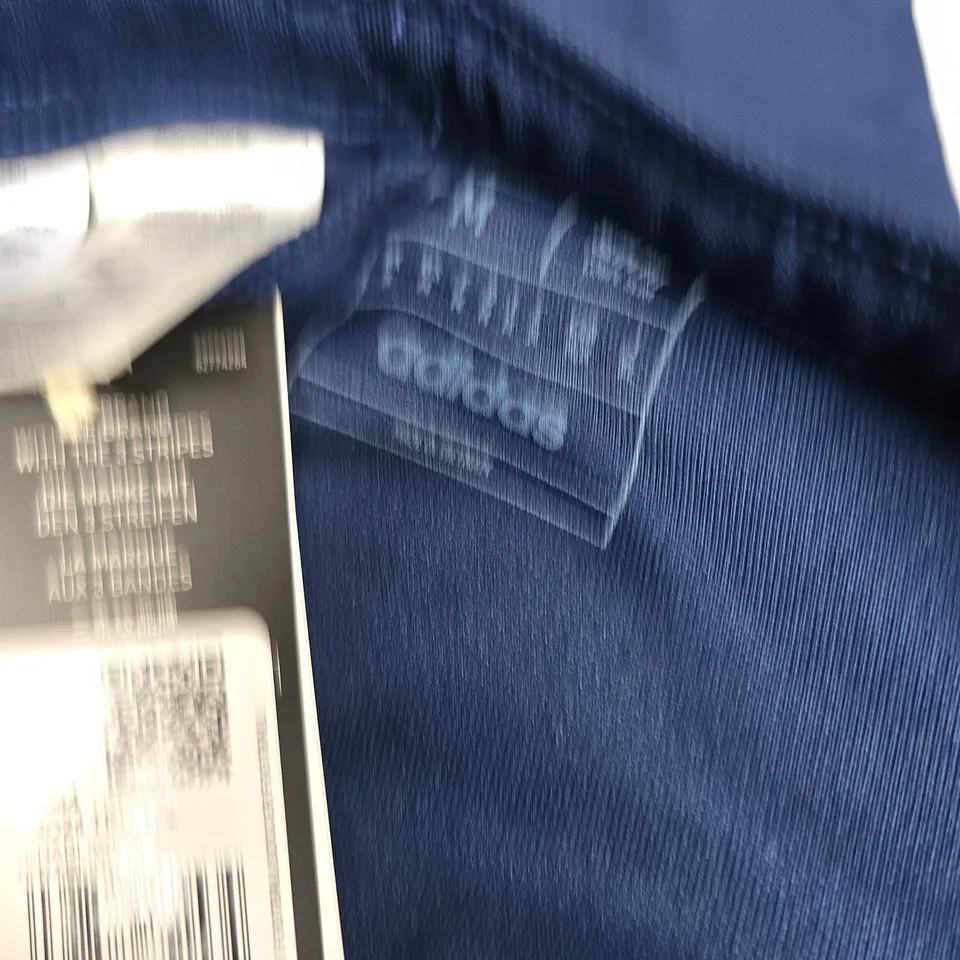 ADIDAS MEN'S TRACK PANTS – NAVY WITH WHITE STRIPES - UK MEDIUM