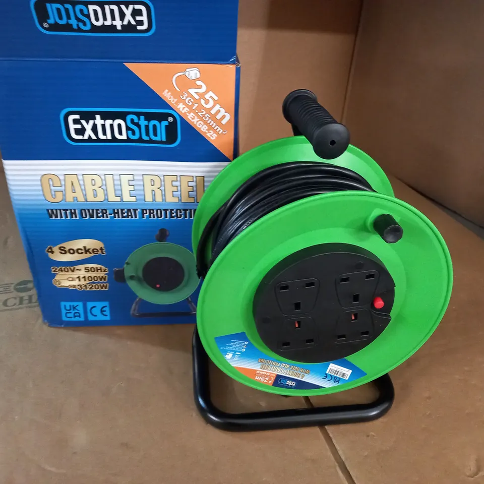 BOXED EXTRA STAR 4-SOCKET CABLE REEL 25M