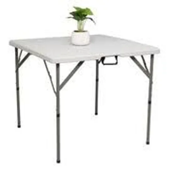 FDW 34" Square Plastic Folding Table – White, Portable Half Table For Cards/Events