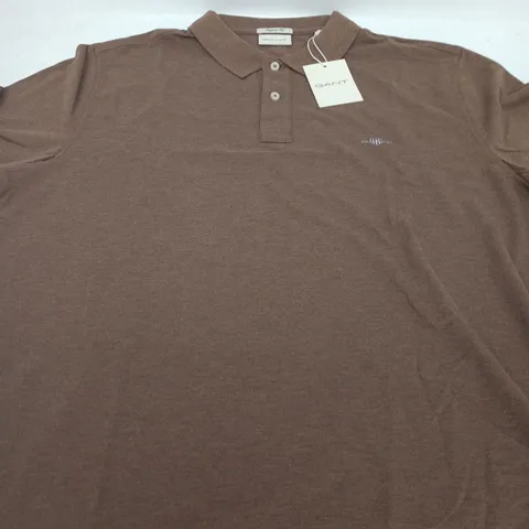 GANT REGULAR SHIELD SS PIQUE POLO – HAZELNUT MELANGE – UK L