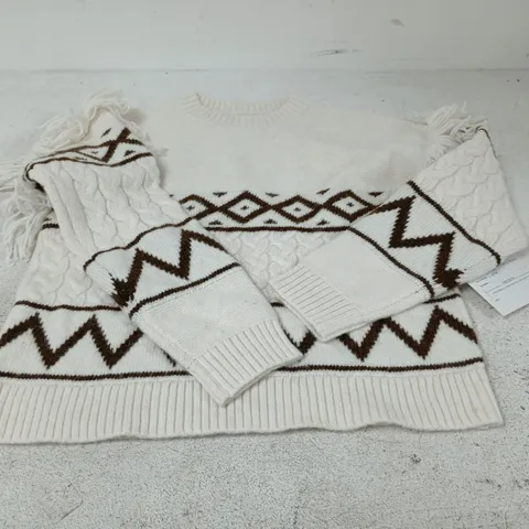 BOX OF APPROXIMATELY 15 ASSORTED CLOTHING ITEMS OF VARIOUS STYLES AND SIZES TO INCLUDE KNITTED JUMPER WITH FRILLS ETC