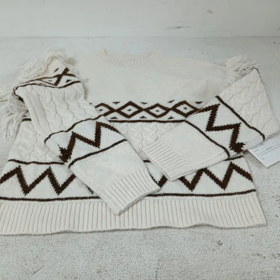 BOX OF APPROXIMATELY 15 ASSORTED CLOTHING ITEMS OF VARIOUS STYLES AND SIZES TO INCLUDE KNITTED JUMPER WITH FRILLS ETC