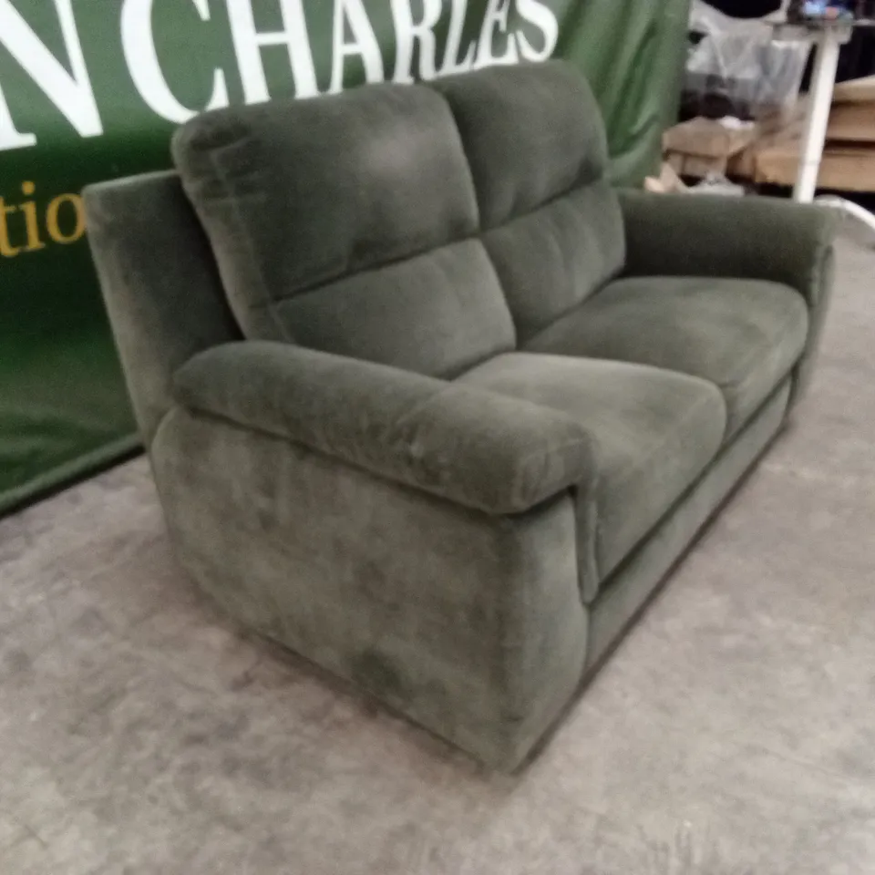 QUALITY DESIGNER ITALIAN MADE FLORENCE 2 SEATER FABRIC UPHOLSTERED SOFA - GREEN
