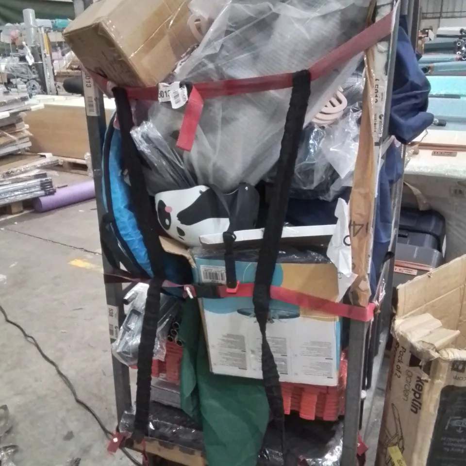 CAGE OF ASSORTED HOUSEHOLD GOODS AND PRODUCTS TO INCLUDE;BIKE HELMET,YOGA MATS,BLANKET