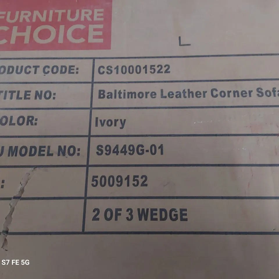 BOXED BALTIMORE LEATHER CORNER SECTION IVORY