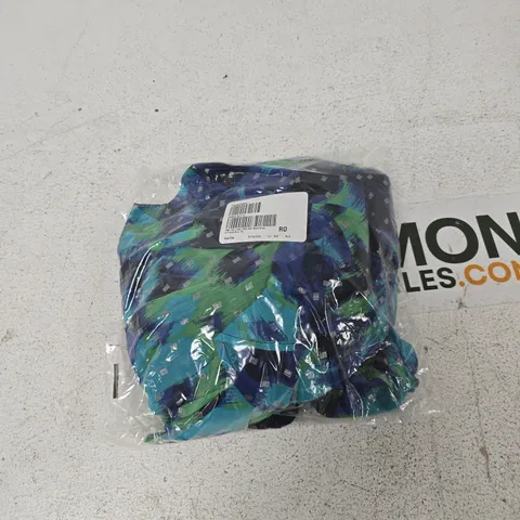 BAGGED DANNI MINOUGE FOIL FRILL DRESS NAVY/GREEN FLORAL SIZE 16
