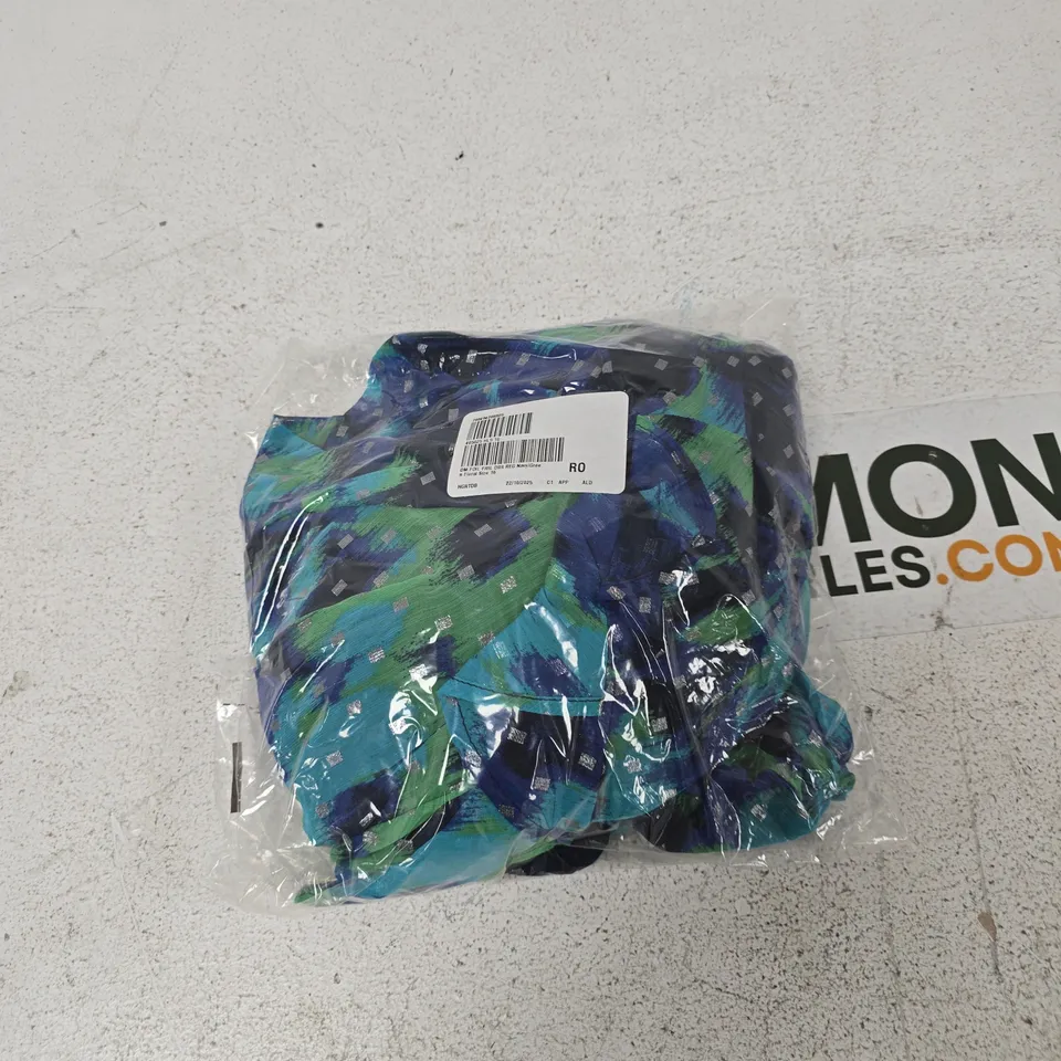 BAGGED DANNI MINOUGE FOIL FRILL DRESS NAVY/GREEN FLORAL SIZE 16