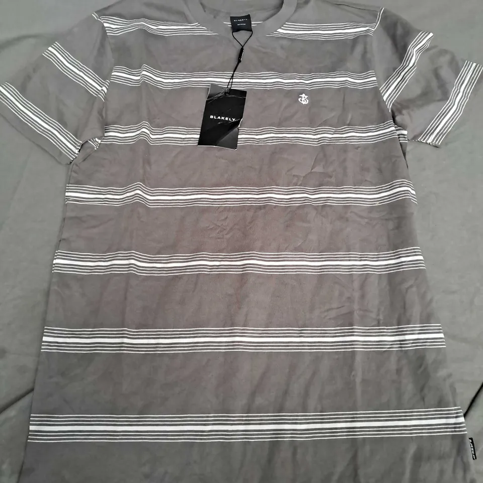 BLAKELY STRIPED TOP IN GREY/WHITE - MEDIUM