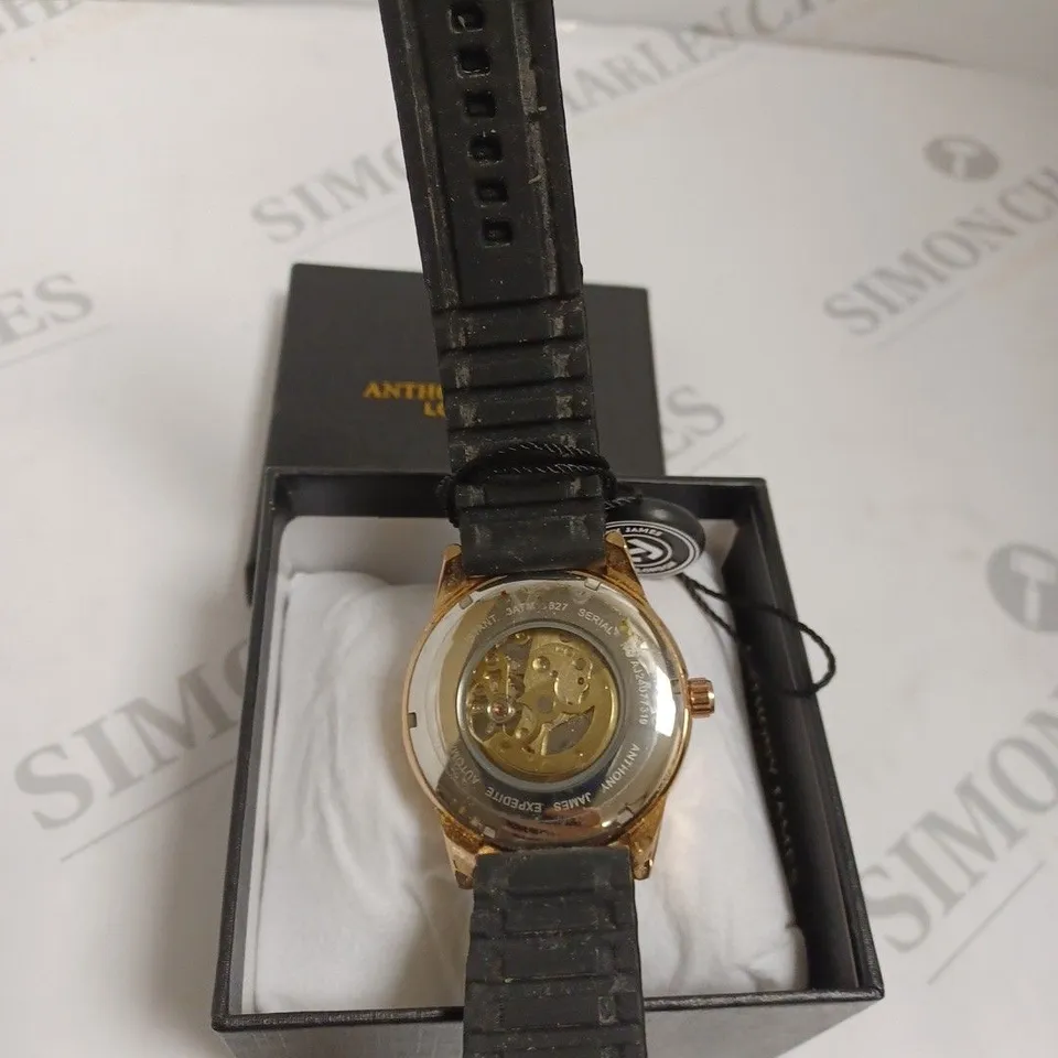 BOXED ANTHONY JAMES LIMITED EDITION EXPEDITE WATCH - BLACK & GOLD