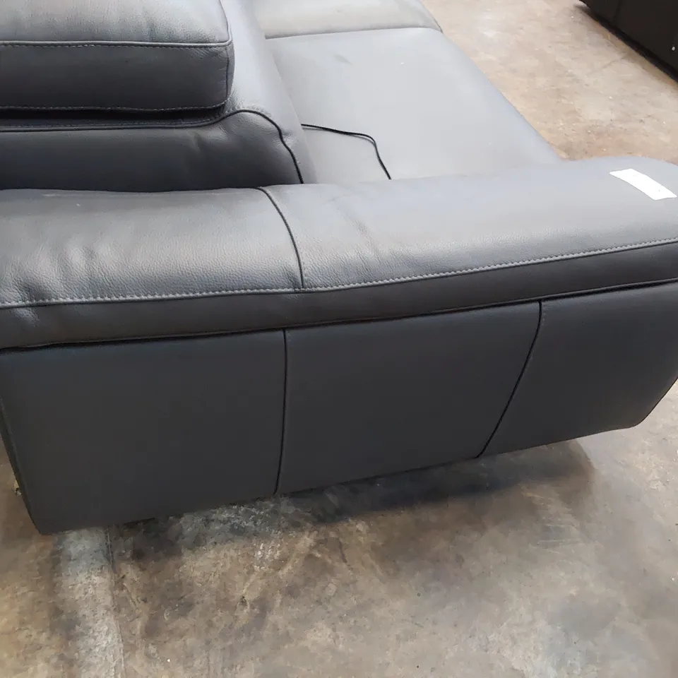 QUALITY ITALIAN DESIGNER POWELL POWER RECLINING THREE SEATER SOFA WITH ADJUSTABLE HEADRESTS GREY LEATHER