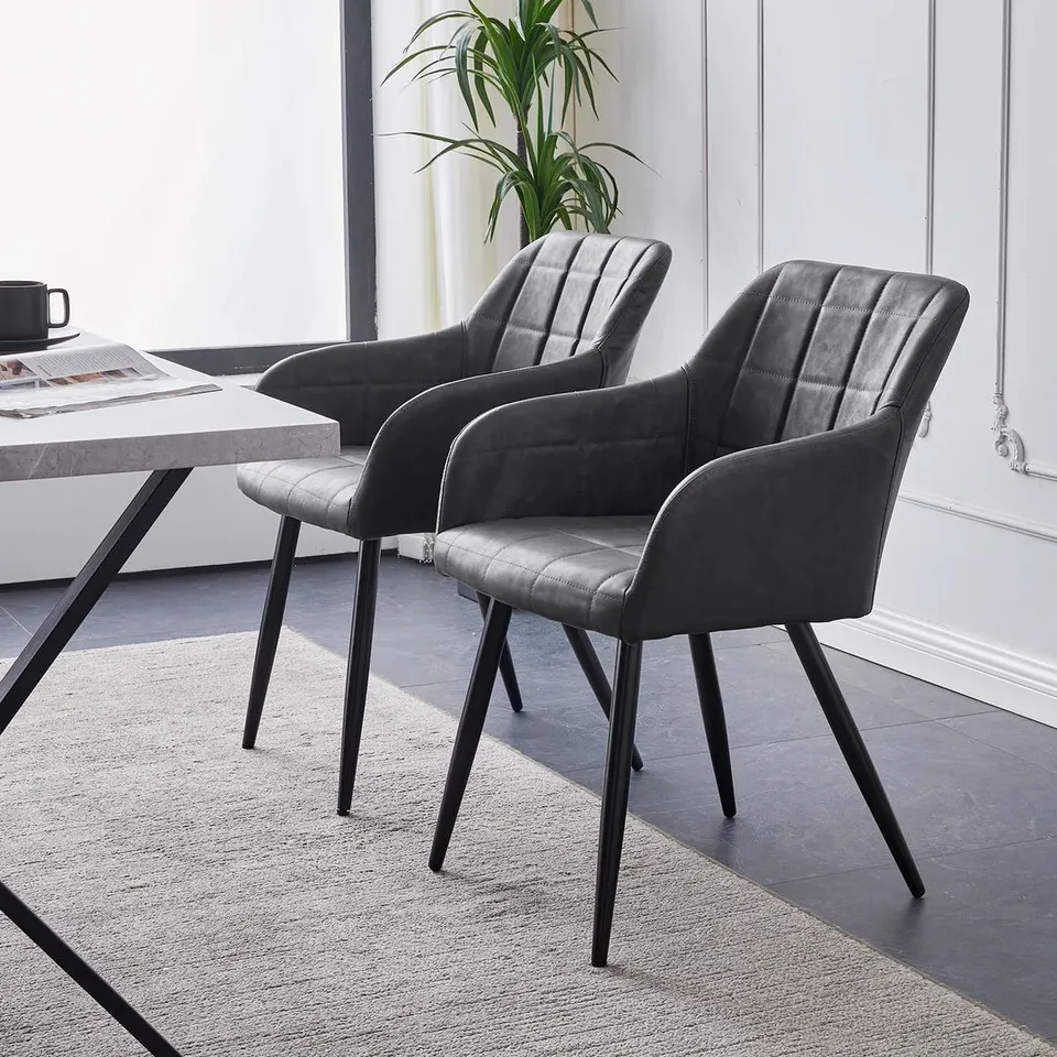 BOXED BLOOR DINING CHAIRS [PU LEATHER] [SET OF 2] - GREY