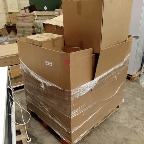 PALLET TO CONTAIN APPROXIMATELY 15 DESIGNER INDOOR LIGHTING PRODUCTS TO INCLUDE; CEILING LIGHTS, WALL LIGHTS, FLOOR LAMP ETC