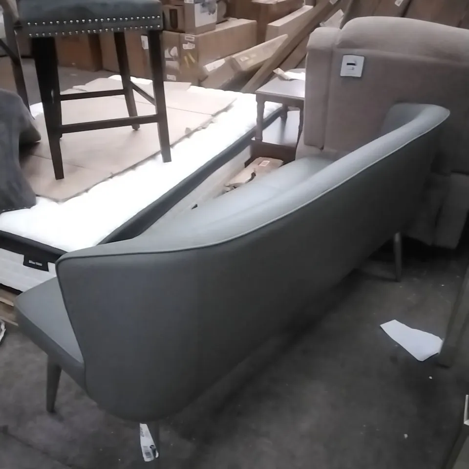 MELLOW MID-GREY FAUX LEATHER 3-SEATER DINING BENCH WITH A BACKREST