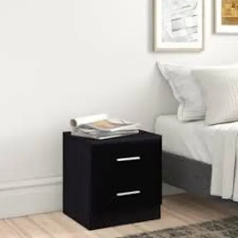 BOXED EVE HIGH GLOSS 2 DRAWER BEDSIDE TABLE - H 48.5cm x D 39.5cm - WHITE (1 BOX)