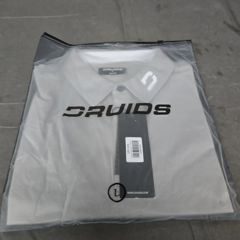 DRUIDS HONEYCOMB POLO SHIRT - GREY, UK SIZE L
