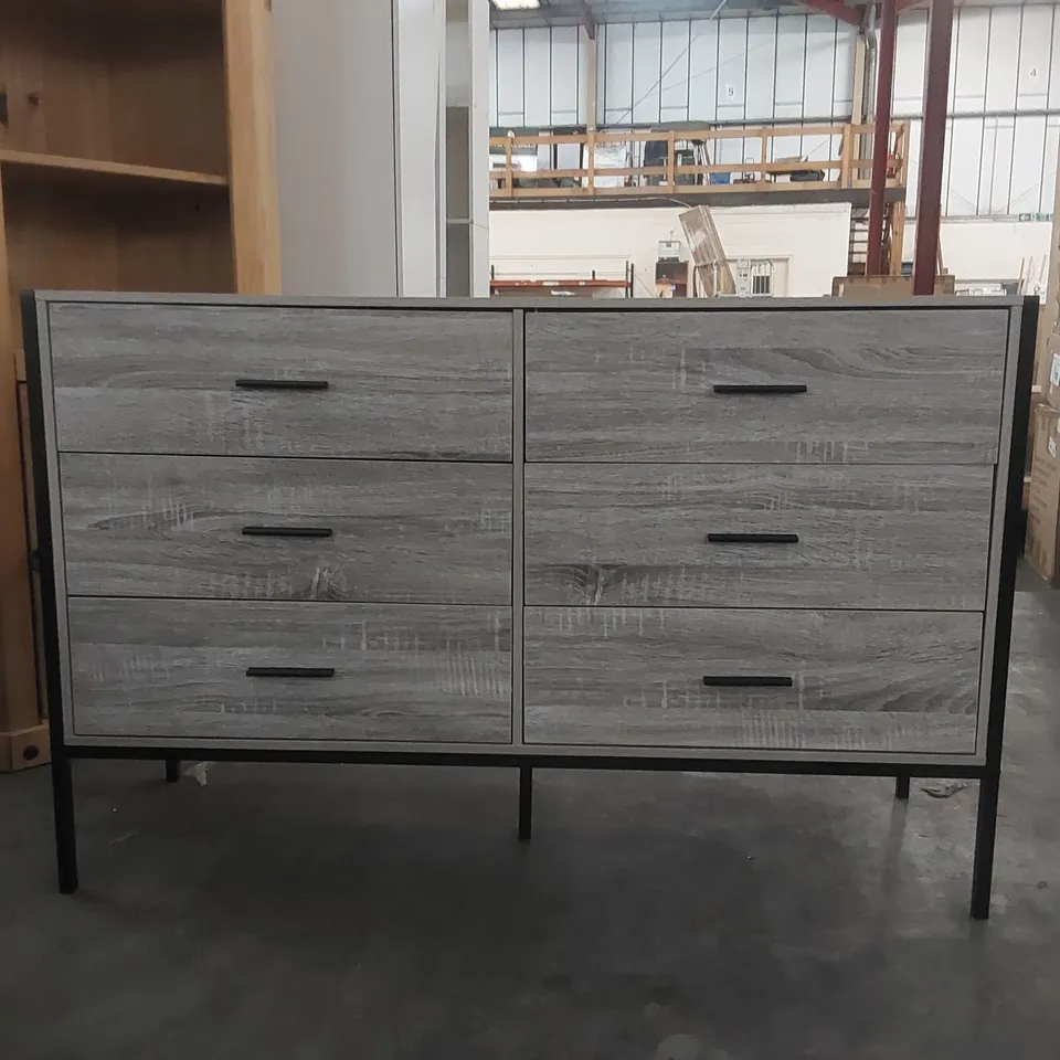 BROOKLYN 6 DRAWER CHEST - GREY WOOD 