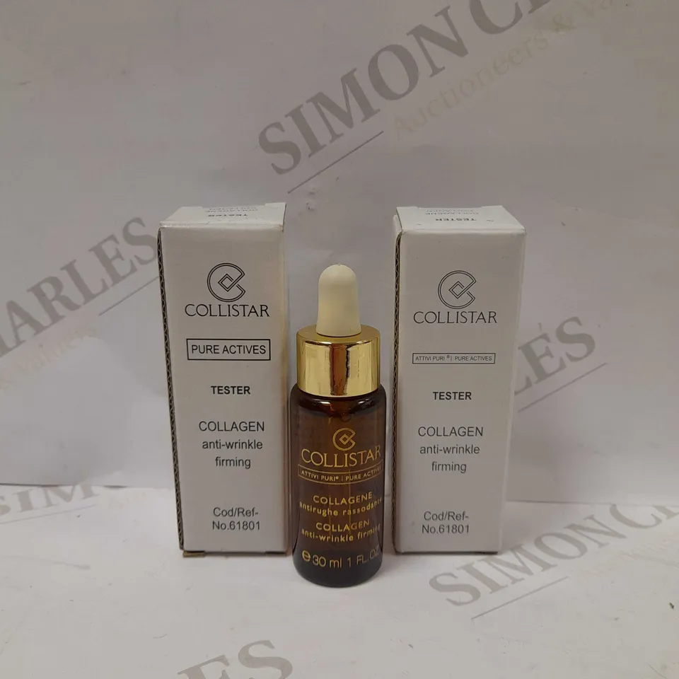 LOT OF APPROX 2 X 30ML COLLISTAR PURE ACTIVES COLLAGEN ANTI-WRINKLE FIRMING SKIN SERUM-TESTER