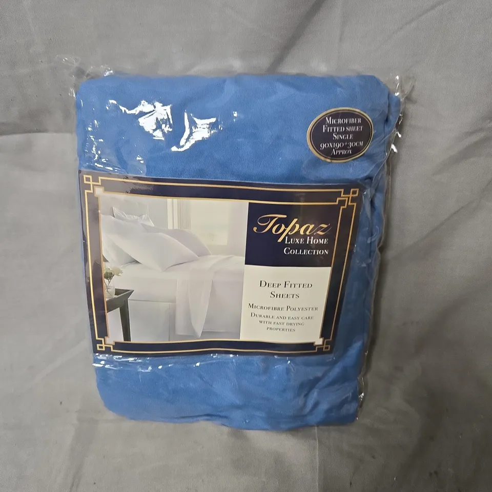 BOX OF APPROXIMATELY 20 X TOPAZ LUXE HOME COLLECTION DEEP FITTED SHEET – SINGLE (90X190X30CM), MICROFIBRE POLYESTER