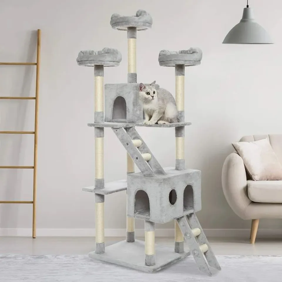 BOXED 186CM LOOKLIN CAT TREE IN LIGHT GREY
