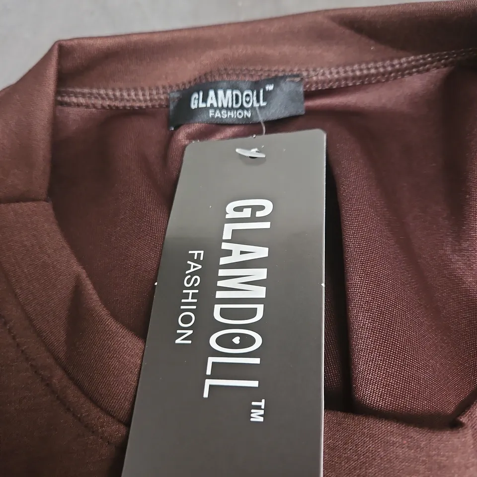 GLAMDOLL FASHION BROWN BOW-EMBELLISHED KNIT TOP, WOMEN'S 