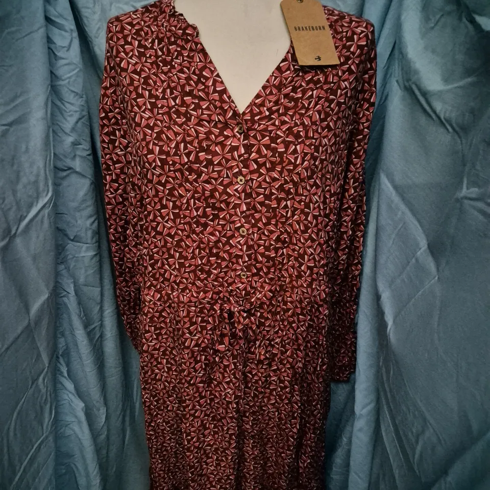 BRAKEBURN MEADOW BURGUNDY MIDI DRESS – WOMEN'S, UK 18