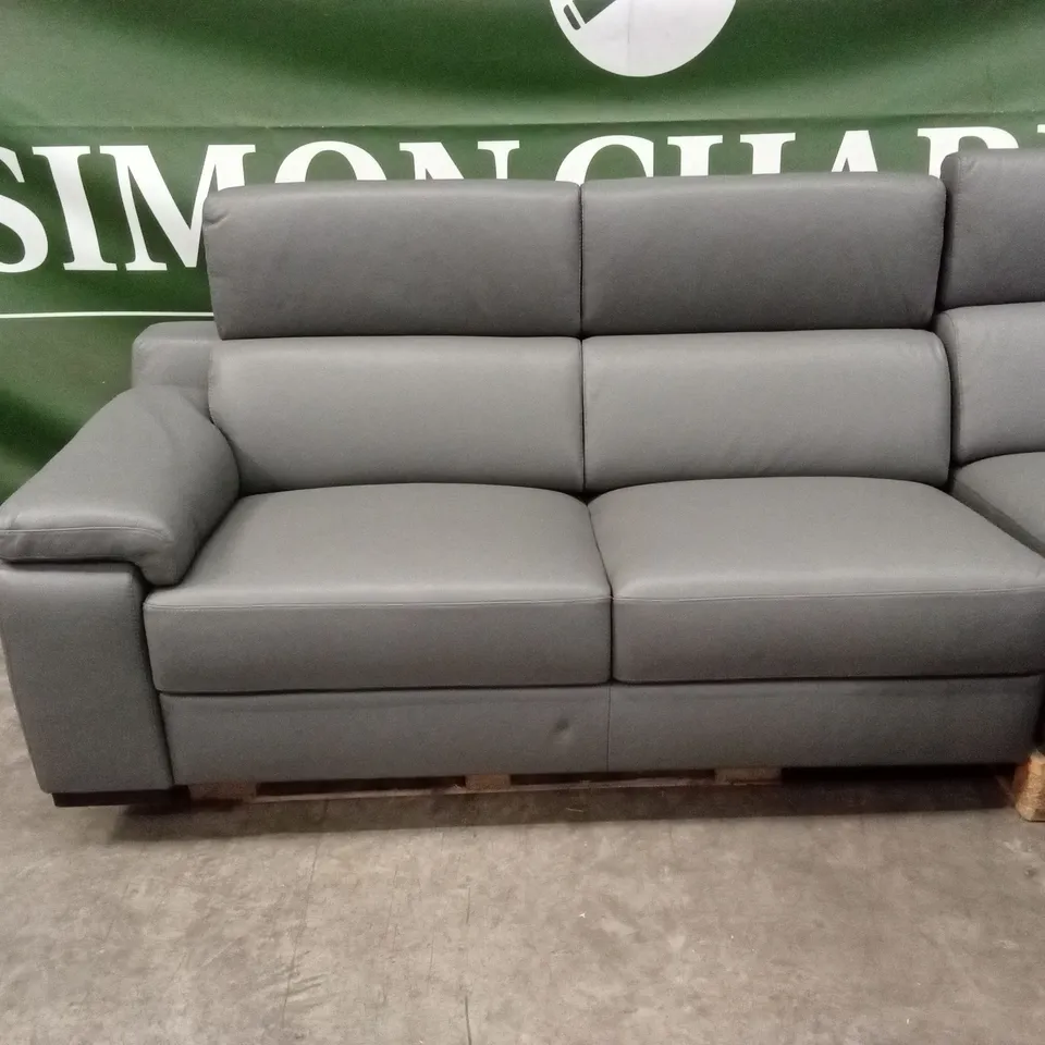 QUALITY DESIGNER ITALIAN MADE RICCARDO LEATHER GREY RECLINING CORNER SOFA