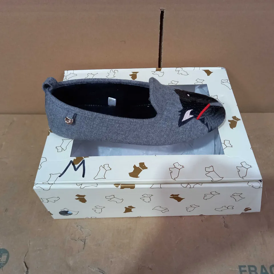 BOXED PAIR OF RADLEY LONDON SLIPPERS- SIZE 6